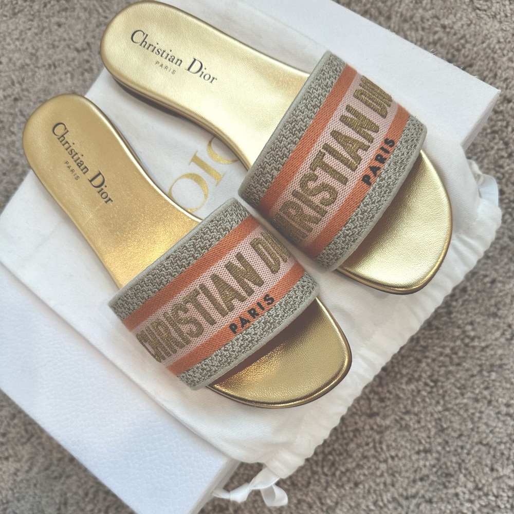 Platinum Dior Dway Sandals Size 37